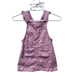 Cupcakes & Cashmere Kids pink corduroy denim floral button overall dress size 5T